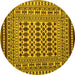 Round Machine Washable Persian Yellow Traditional Rug, wshtr2355yw