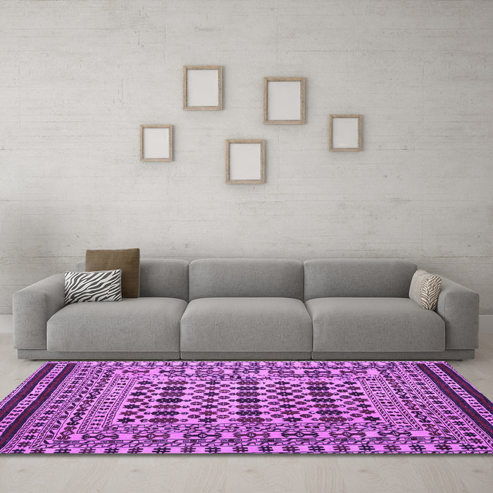 Machine Washable Persian Purple Traditional Area Rugs in a Living Room, wshtr2355pur