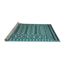 Sideview of Machine Washable Persian Light Blue Traditional Rug, wshtr2355lblu