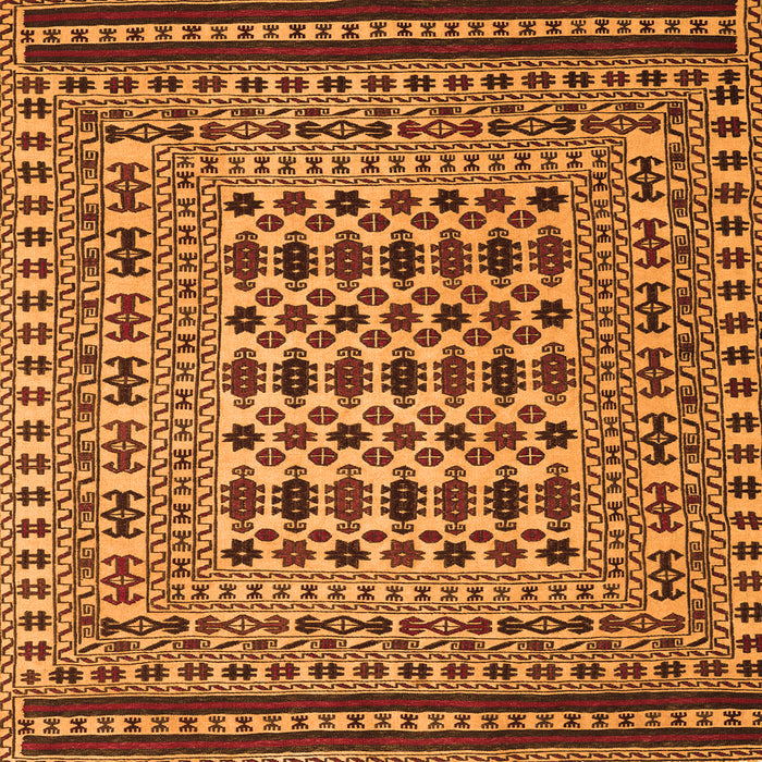 Round Machine Washable Persian Orange Traditional Area Rugs, wshtr2355org