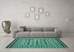 Machine Washable Persian Turquoise Traditional Area Rugs in a Living Room,, wshtr2355turq