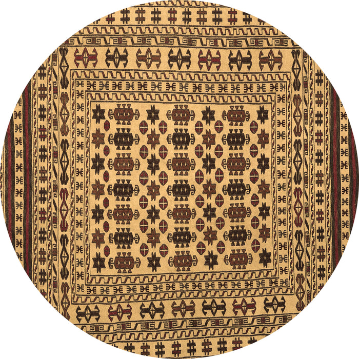 Round Persian Brown Traditional Rug, tr2355brn