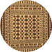 Round Persian Brown Traditional Rug, tr2355brn