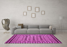 Machine Washable Persian Pink Traditional Rug in a Living Room, wshtr2355pnk