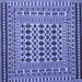 Square Machine Washable Persian Blue Traditional Rug, wshtr2355blu