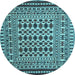 Round Machine Washable Persian Light Blue Traditional Rug, wshtr2355lblu