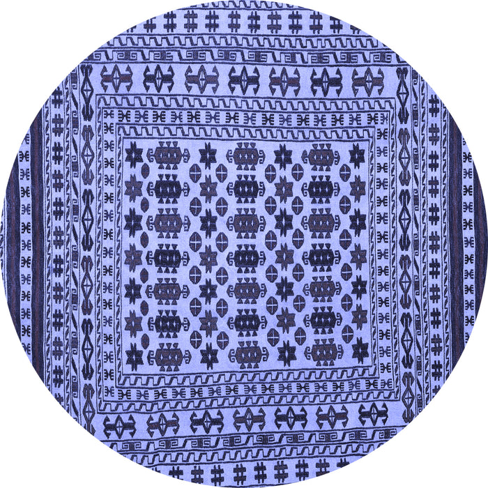 Round Machine Washable Persian Blue Traditional Rug, wshtr2355blu