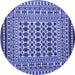 Round Machine Washable Persian Blue Traditional Rug, wshtr2355blu