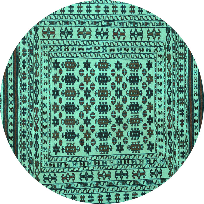 Round Persian Turquoise Traditional Rug, tr2355turq