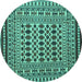Round Persian Turquoise Traditional Rug, tr2355turq