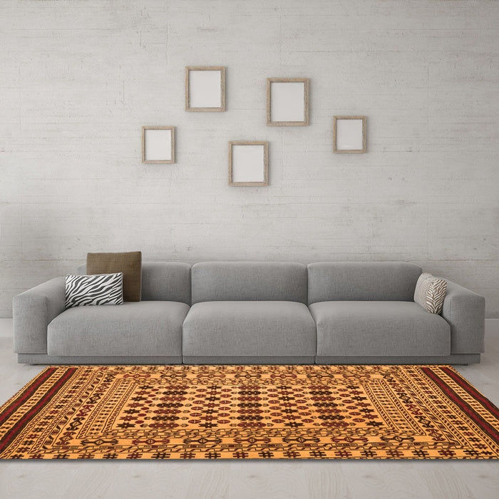 Machine Washable Persian Orange Traditional Area Rugs in a Living Room, wshtr2355org
