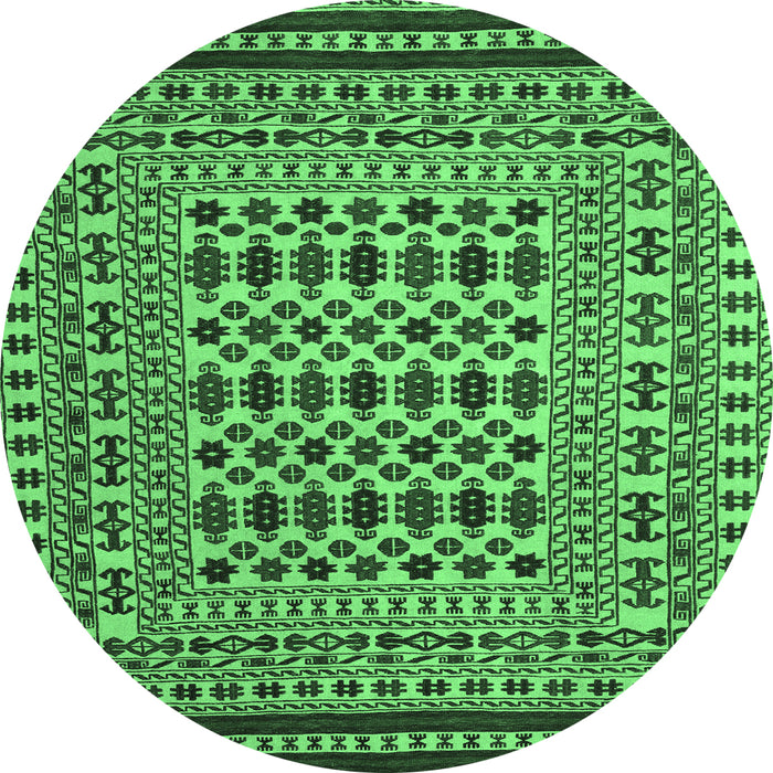 Round Machine Washable Persian Emerald Green Traditional Area Rugs, wshtr2355emgrn