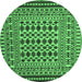 Round Machine Washable Persian Emerald Green Traditional Area Rugs, wshtr2355emgrn