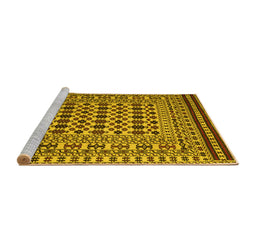 Sideview of Machine Washable Persian Yellow Traditional Rug, wshtr2355yw
