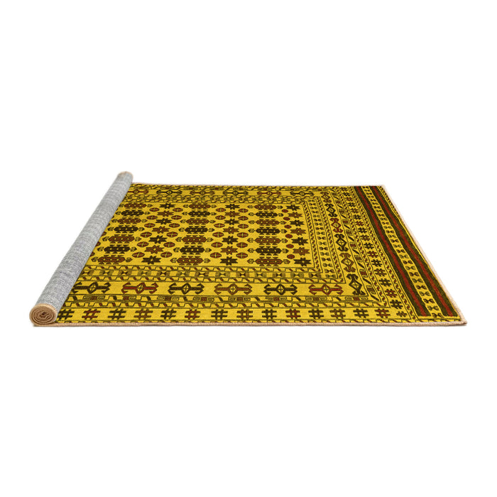 Sideview of Machine Washable Persian Yellow Traditional Rug, wshtr2355yw