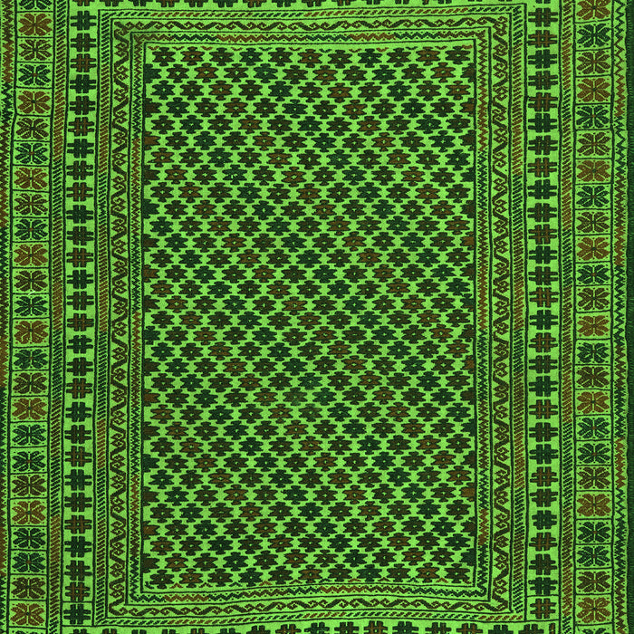 Serging Thickness of Machine Washable Southwestern Green Country Area Rugs, wshtr2356grn