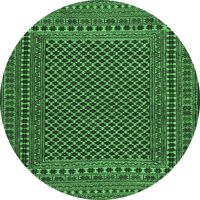 Round Southwestern Emerald Green Country Rug, tr2356emgrn
