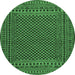 Round Southwestern Emerald Green Country Rug, tr2356emgrn