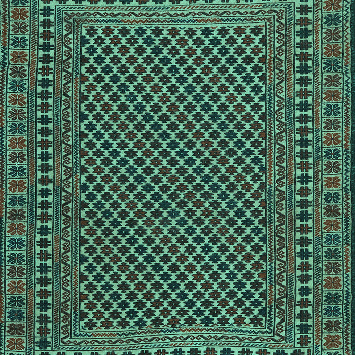 Machine Washable Southwestern Turquoise Country Area Rugs, wshtr2356turq