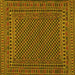 Square Machine Washable Southwestern Yellow Country Rug, wshtr2356yw