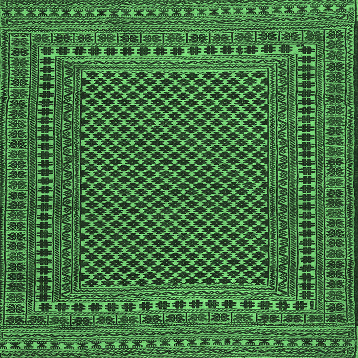 Square Machine Washable Southwestern Emerald Green Country Area Rugs, wshtr2356emgrn