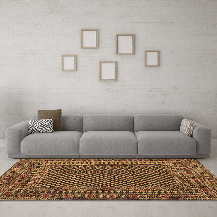 Machine Washable Southwestern Brown Country Rug in a Living Room,, wshtr2356brn