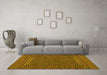 Machine Washable Southwestern Yellow Country Rug in a Living Room, wshtr2356yw