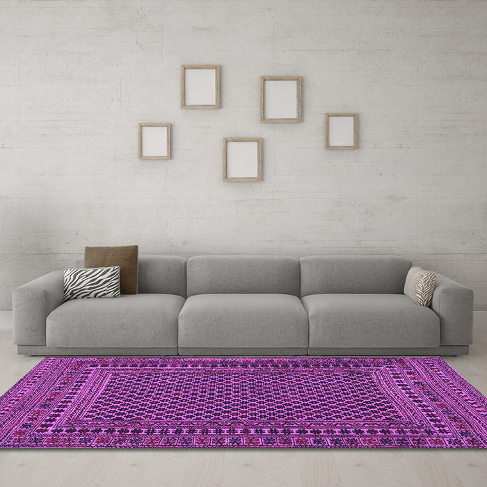 Machine Washable Southwestern Purple Country Area Rugs in a Living Room, wshtr2356pur
