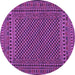 Round Machine Washable Southwestern Purple Country Area Rugs, wshtr2356pur