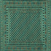 Square Southwestern Turquoise Country Rug, tr2356turq