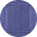 Round Southwestern Blue Country Rug, tr2356blu