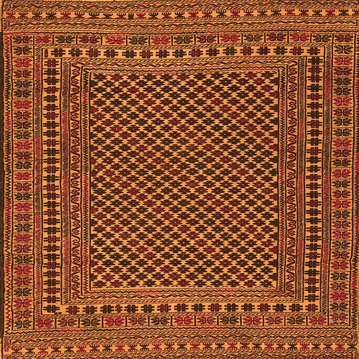 Round Machine Washable Southwestern Orange Country Area Rugs, wshtr2356org