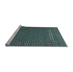 Sideview of Machine Washable Southwestern Light Blue Country Rug, wshtr2356lblu
