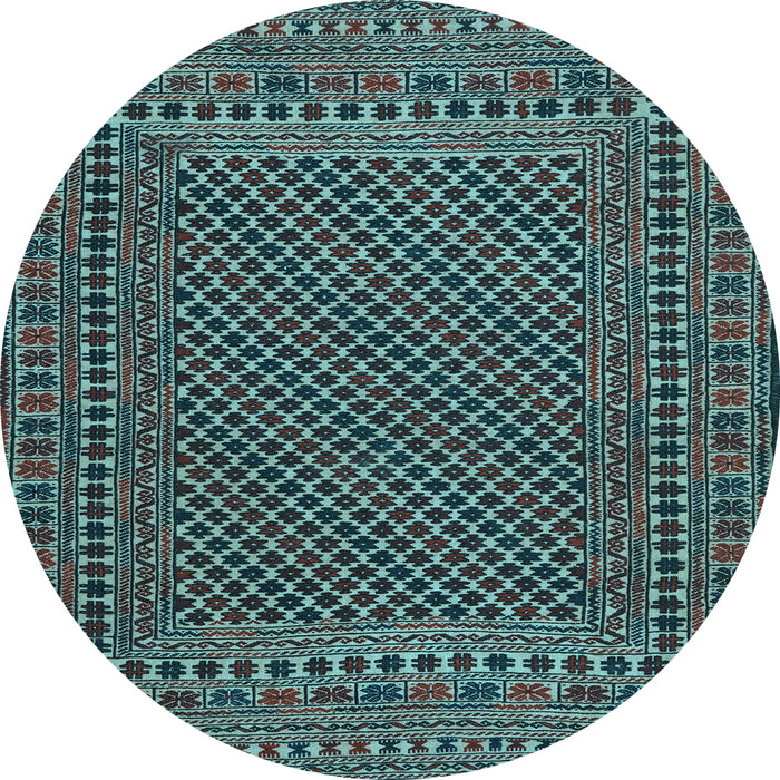 Round Southwestern Light Blue Country Rug, tr2356lblu