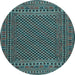 Round Southwestern Light Blue Country Rug, tr2356lblu