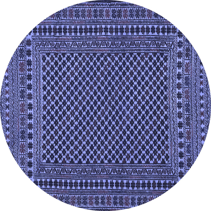 Round Machine Washable Southwestern Blue Country Rug, wshtr2356blu