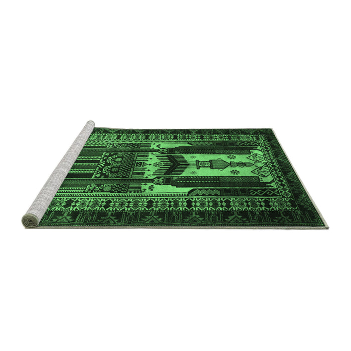 Sideview of Machine Washable Persian Emerald Green Traditional Area Rugs, wshtr2357emgrn