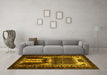 Machine Washable Persian Yellow Traditional Rug in a Living Room, wshtr2357yw