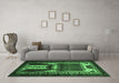 Machine Washable Persian Emerald Green Traditional Area Rugs in a Living Room,, wshtr2357emgrn