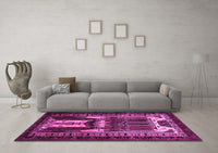 Machine Washable Persian Pink Traditional Rug, wshtr2357pnk