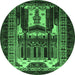Round Persian Emerald Green Traditional Rug, tr2357emgrn