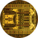 Round Persian Yellow Traditional Rug, tr2357yw