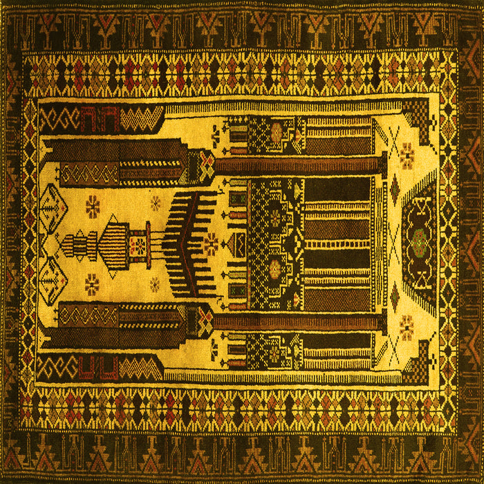 Square Persian Yellow Traditional Rug, tr2357yw