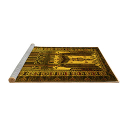 Sideview of Machine Washable Persian Yellow Traditional Rug, wshtr2357yw