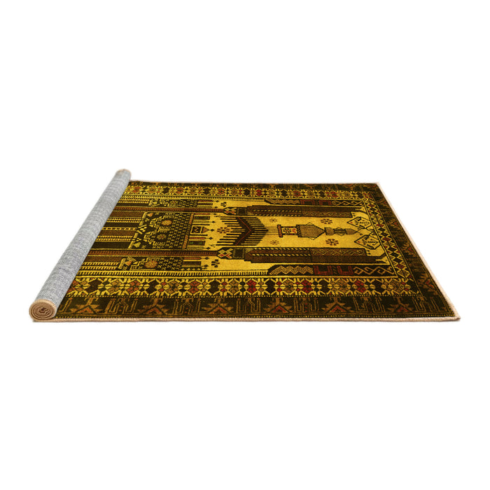 Sideview of Machine Washable Persian Yellow Traditional Rug, wshtr2357yw