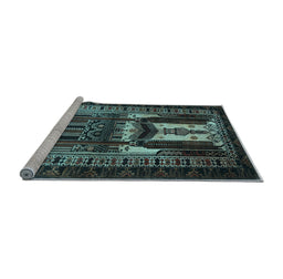 Sideview of Machine Washable Persian Light Blue Traditional Rug, wshtr2357lblu