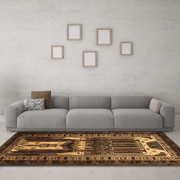 Machine Washable Persian Brown Traditional Rug in a Living Room,, wshtr2357brn