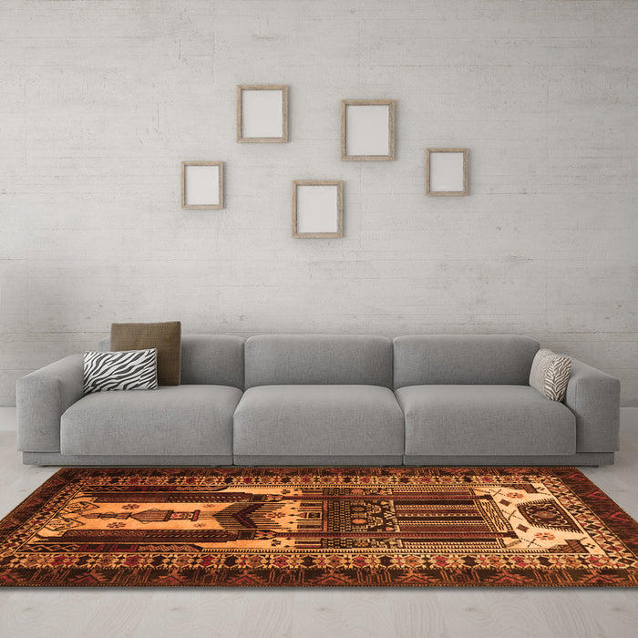 Machine Washable Persian Orange Traditional Area Rugs in a Living Room, wshtr2357org