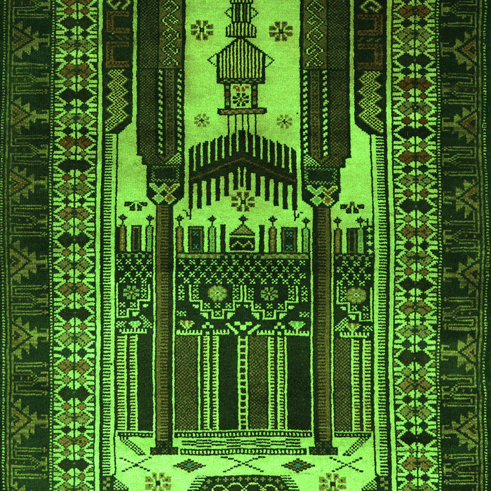 Serging Thickness of Machine Washable Persian Green Traditional Area Rugs, wshtr2357grn