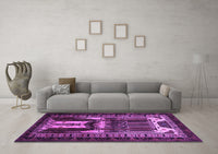 Machine Washable Persian Purple Traditional Rug, wshtr2357pur